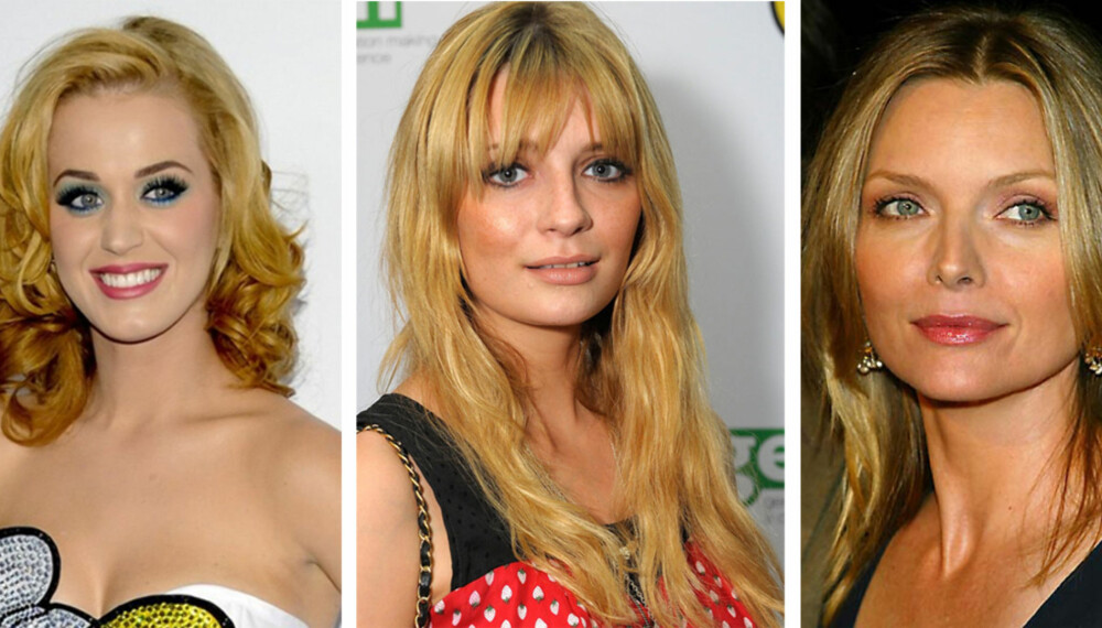 GULT ER IKKE KULT: Både Katy Perry, Micha Barton og Jodie Foster har alle opplevd alle blondiners hårproblem: Gulskjær i håret.
