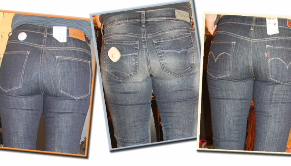 JEANS: Vi har vært ute i butikkene og prøvd høstens nye jeans. Hvilken gir den fineste rompa? Her ser vi jeans fra Lindex (til venstre), Diesel (i midten) og Levi's (til høyre).
