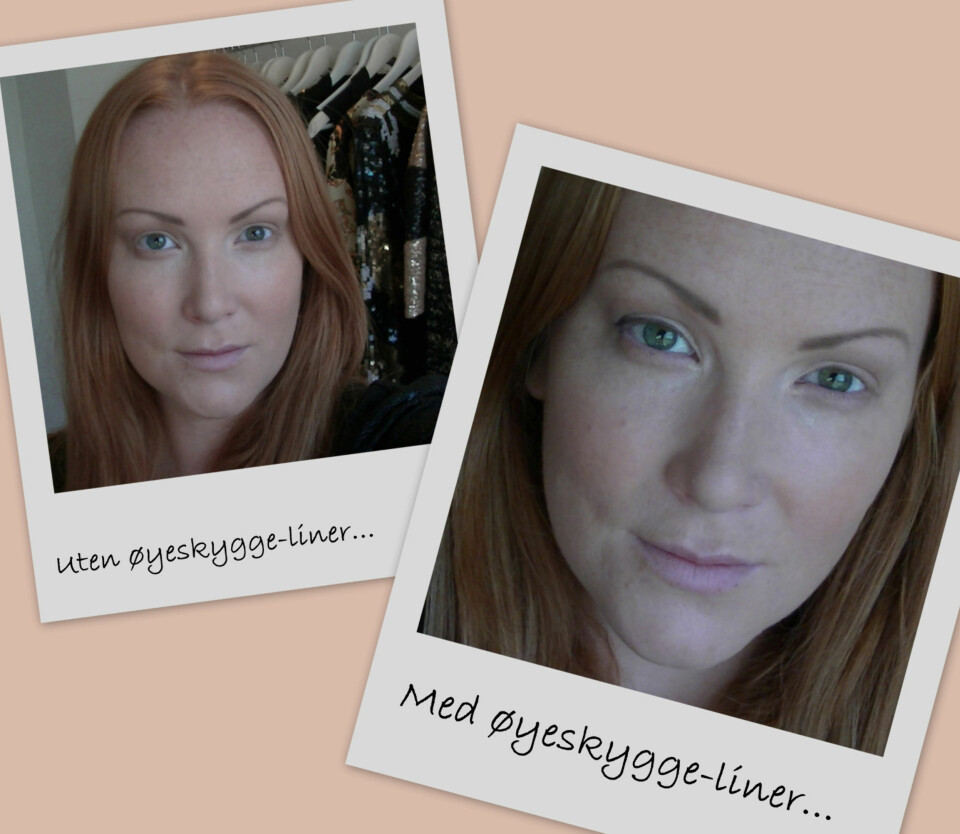 ENKEL EYELINER MED ØYESKYGGE: Begynn med å legge en eyeliner med øyeskygge. Det er enkelt, rakst og fin trening før flytende eyeliner skal på. Ofte så er det en fin dagversjon av en eyeliner, uansett om man er ganske god på den flytende versjonen. Den er også flott til å markere opp linjene før man går på med flytende eyeliner.