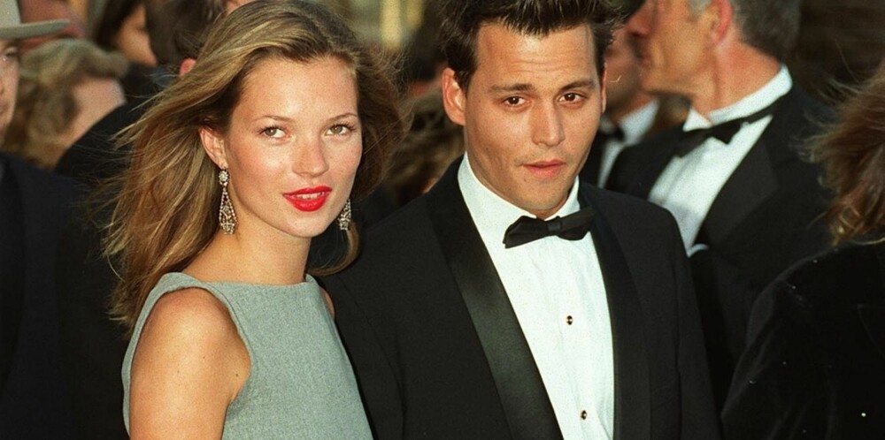 EKSKJÆRESTER: Kate Moss og Johnny Depp avbildet sammen i 1997 på den rød løperen på filmfestivalen i Cannes.