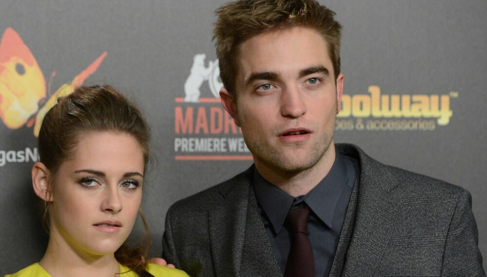 LYKKELIGE: Kristen Stewart og Robert Pattinson har sett lykkeligere ut enn på lenge under promoteringen av den nyeste «Twilight»-filmen.