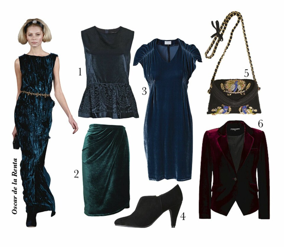 Topp fra Marc by Marc Jacobs/Mytherese.com, kr 2800. Skjørt fra Nina Jarebrink, kr 1399. 3. Kjole fra Säby/Nelly.com, kr 1679. 4. Sko fra La Redoute, kr 649. 5. Veske fra Zara, kr 599. 6. Blazer fra Moods of Norway, kr 2500.