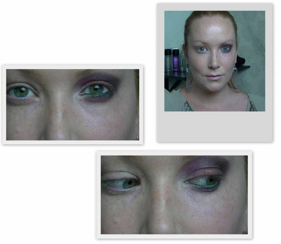 JOBB OPP FARGENE GRADVIS: Ved å bruke både rosa, grønn og oransje toner på resten av lokket, får men et flott fargespill. Legg merke til den turkise kajalen som legges godt mellom vippene på nedre øyelokk. Blend alle fargene godt sammen, men la den ytterste kanten være tydelig, selv om den er dus.