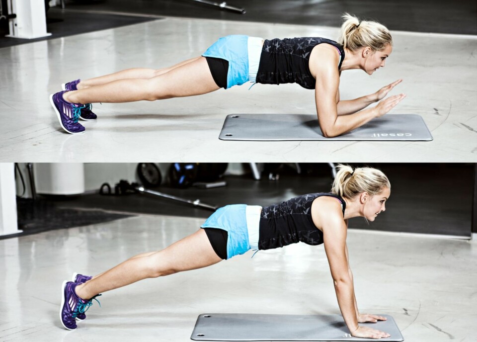 BJØRGEN-PLANKEN: Du trener bakside overarm (triceps) og stabilisering mage/rygg.