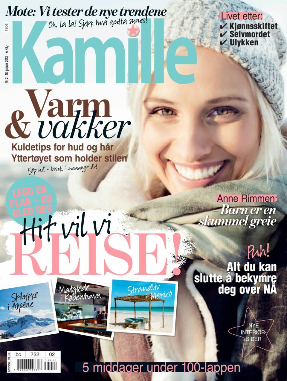 Kamille nr. 2 finner du i butikk f.o.m. fredag 18. januar 2013. Saken jeg nevner, om nyttårsforsettene du kan blåse i, kan du lese der.