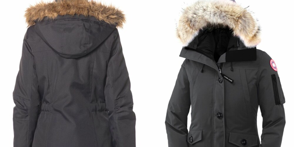 EKTE ELLER FAKE?: Vero Moda sin falske pelskant ser du vil venstre i bildet. Canada Goose velger ekte pels fra coyote, som du ser til høyre. Hva velger du?