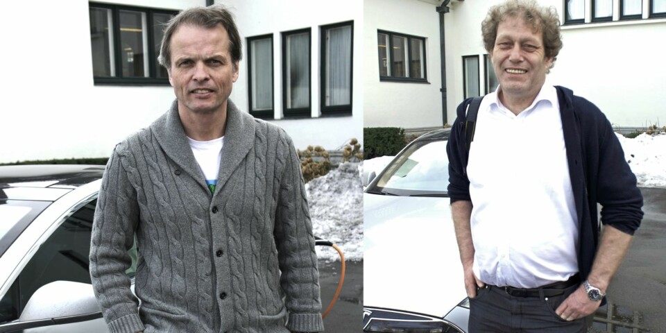 MODEL S-FANS: Erling Kagge og Frederic Hauge er ihuga Model S-fans. FOTO: Geir Svardal