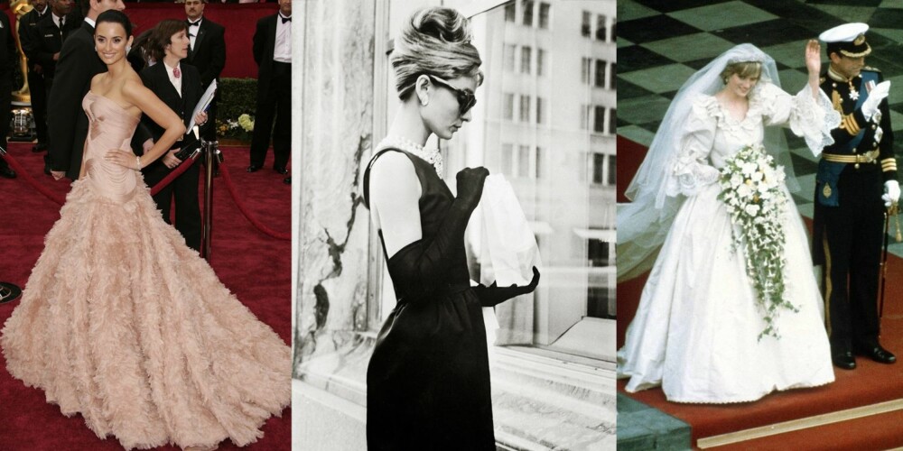GLEMMER ALDRI: Den pudderrosa kjolen til Penelope Cruz, Audrey Hepburns «lille sorte» og prinsesse Dianas brudekjole.