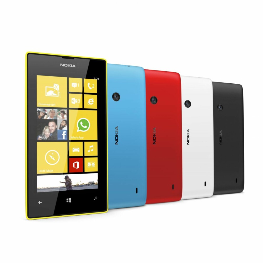 FARGER: Nokia Lumia 520 får et utskiftbart deksel og du kan velge mellom flere farger.