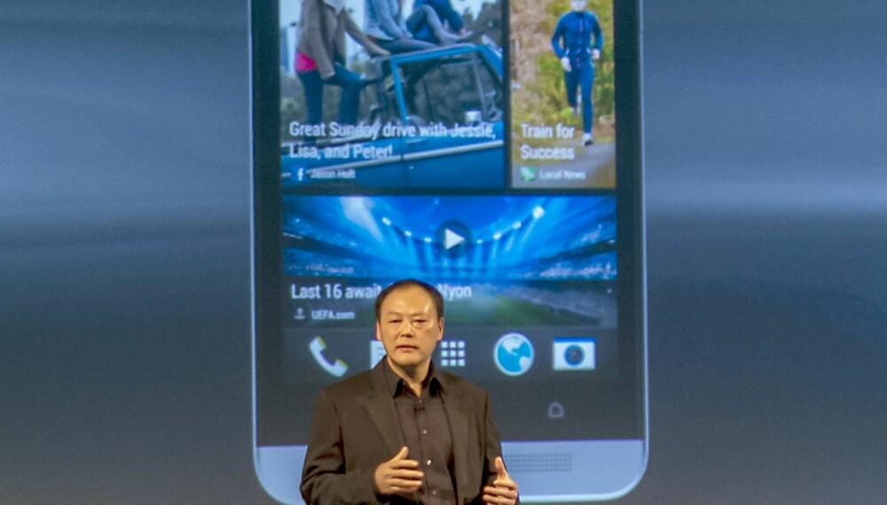LANSERING: HTCs CEO Peter Chou presenterte HTC One, selskapets nye toppmobil, tirsdag 19. februar.
