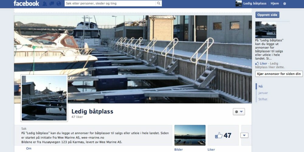 FACE: Nylig ble det tatt initiativ til å åpne en egen Facebookside der båtfolk med ledig båtplass til utleie kan finne personer med bryggebehov i nærheten av sitt hjemsted.