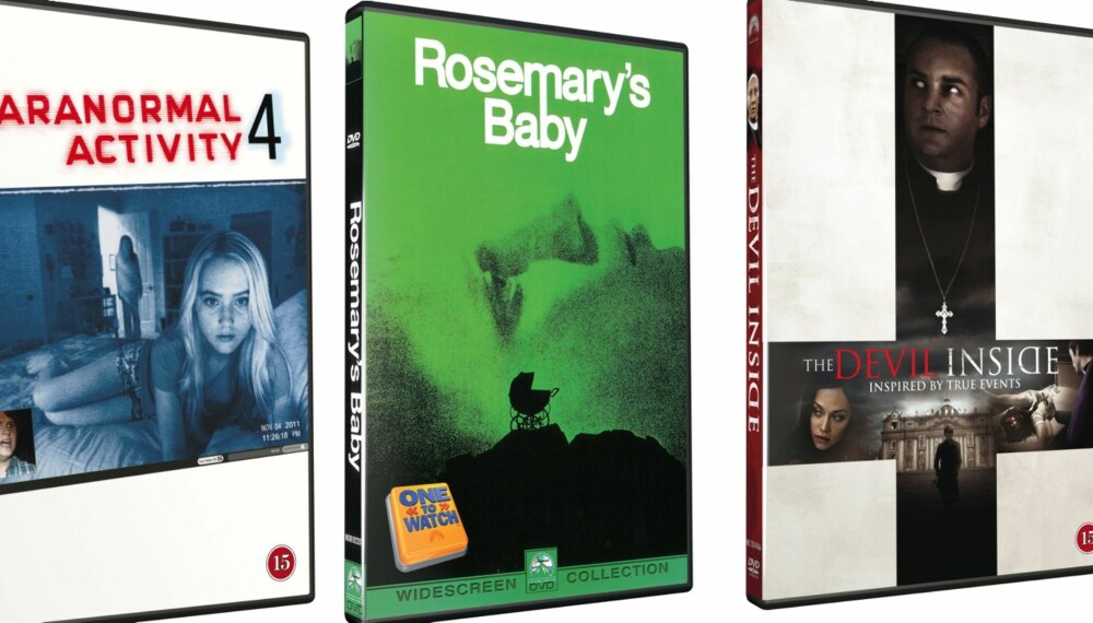 GRØSSERPAKKE: De eksklusive filmpakkene består av «Paranormal Activity 4», «Rosemary's baby» og «The Devil Inside».
