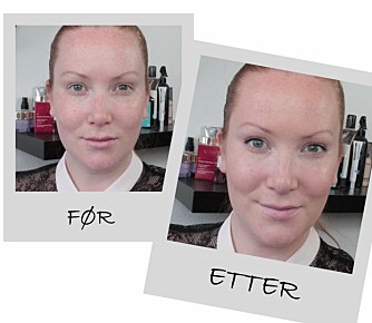 FØR/ETTER: Med bare fem sminkeprodukter og fem minutter, så kan man skape en veldig stor forskjell og forbedring på hud og kontraster!