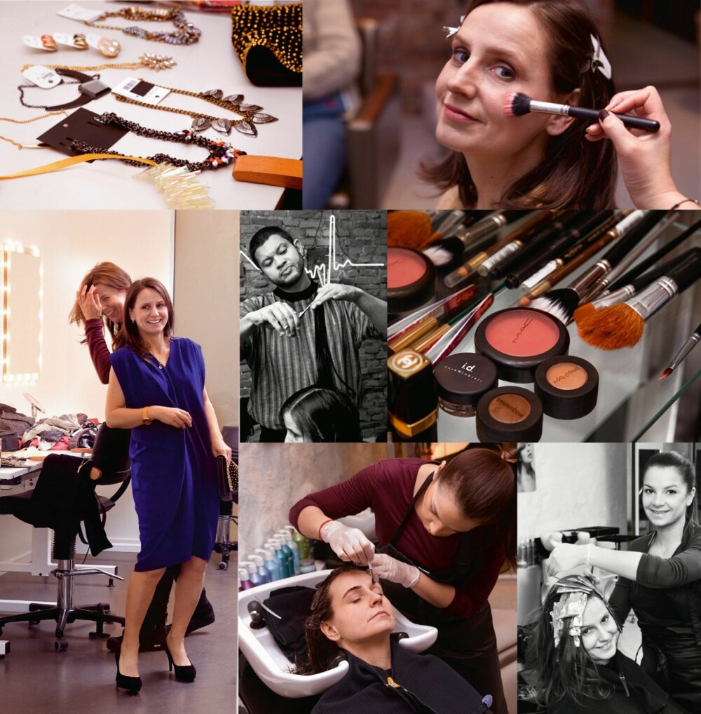 CREWET PÅ PLASS: Frisør Eirik Thorsen farget og klipte hår, makeupartist Jeanette Hoff sørget for at makeupen ble perfekt og stylist Cathrine Sandberg plukket ut antrekkene.