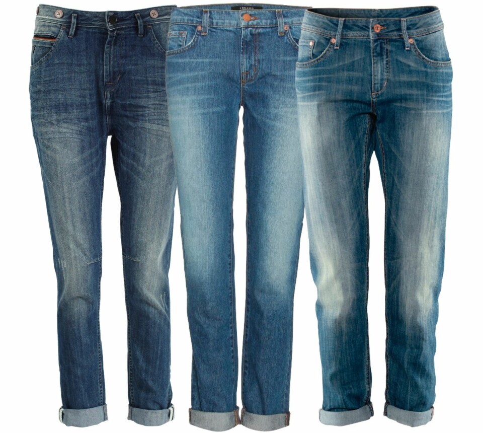 BOYFRIEND JEANS: Fra venstre: Ichi, kr 499. J Brand, kr 1800. H&M, kr 399.
