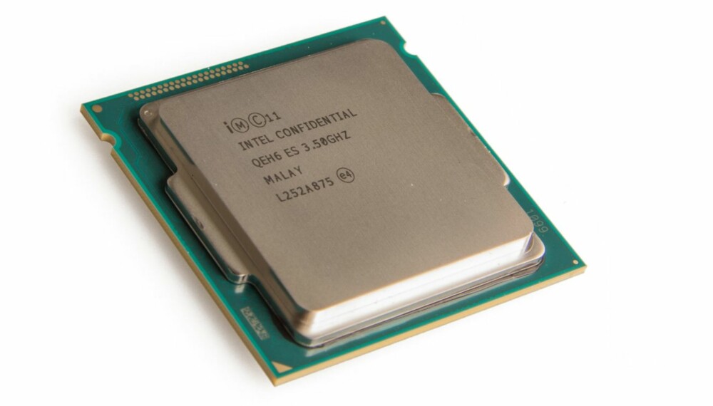 TOPP: Core i7-4770K er den hissigste Haswell-prosessoren, klokket til 3.5 GHz. Den integrerte grafikken er HD Graphics 4600 og ikke nye Iris-grafikken, for noe av tanken er at dem som kjøper en toppmodell antakeligvis har dedikert grafikk uansett.