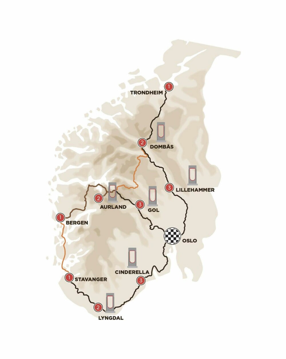 ÅPNER SNART: Her kommer de seks ladestasjonene. Illustrasjon: Tesla Motors ÅPNER SNART: Her kommer de seks ladestasjonene. Illustrasjon: Tesla Motors
