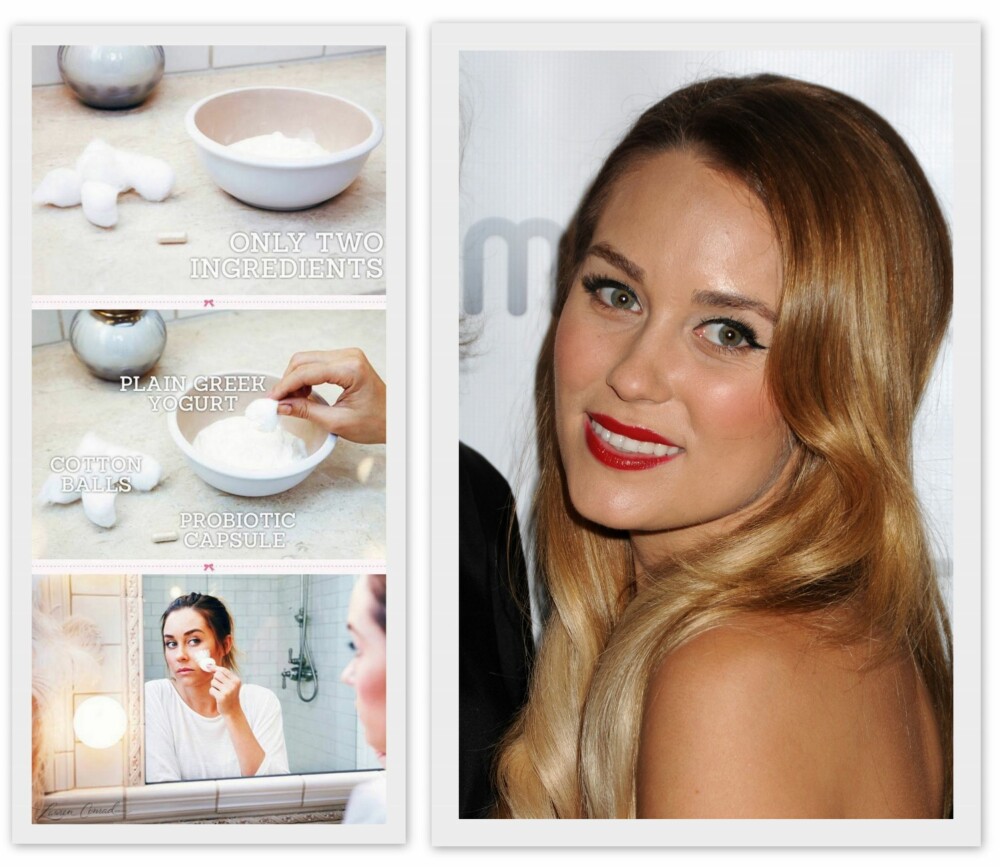 DIY-ANSIKTSMASKA: Lauren Conrad sverger til denne ansiktsmasken bestående av gresk yogurt og Probiotika kapsler.