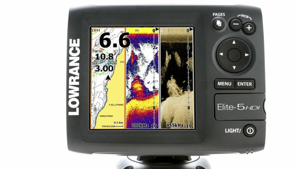 OPPFØLGER: Lowrance introduserer i disse dager kombiinstrumentet Elite-5 HDI, som er lillebroren til Elite-7 HDI. FOTO: Terje Haugen