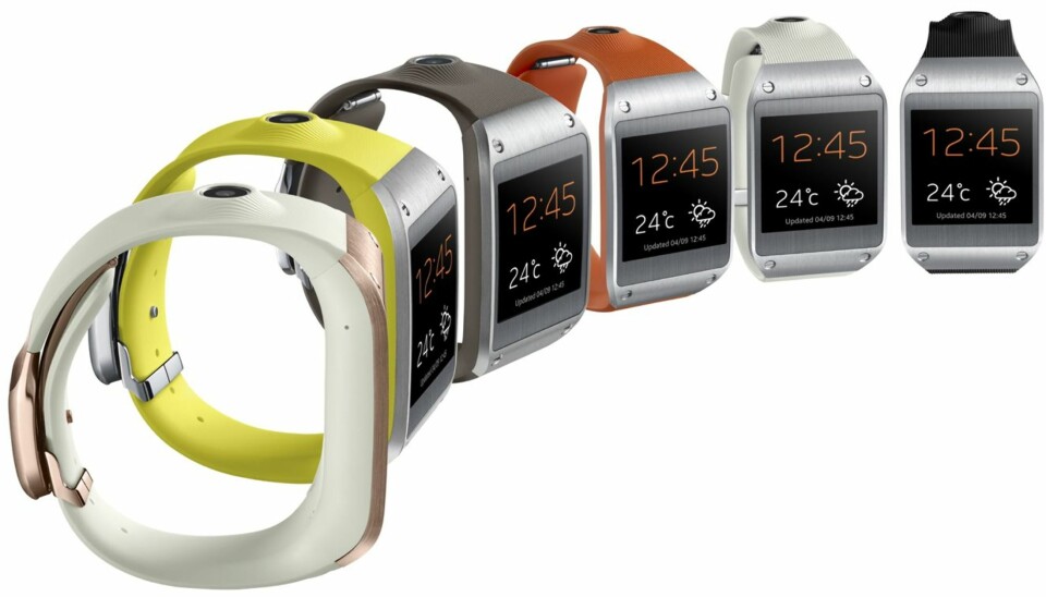 FARGER: Galaxy Gear kommer i seks ulike farger.
