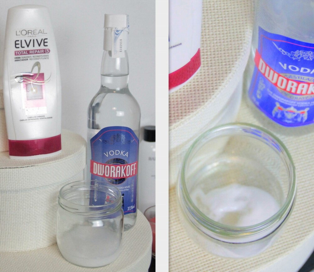 HÅRPLEIE: I følge oppskrifter som florer på nettet, så er det bare å tilsette en shot med vodka i balsamen og vaske håret som normalt. Vodkaen blander seg lett sammen med balsamen, og blandingen blir ikke for flytende heller. HÅRPLEIE: I følge oppskrifter som florer på nettet, så er det bare å tilsette en shot med vodka i balsamen og vaske håret som normalt. Vodkaen blander seg lett sammen med balsamen, og blandingen blir ikke for flytende heller.