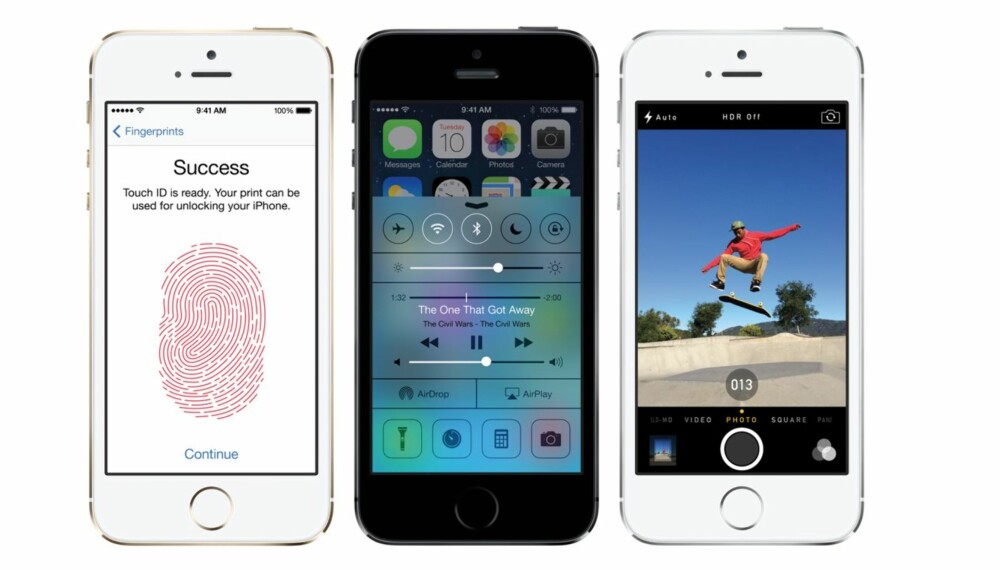 FINGERKONTROLL: På nye iPhone 5S kan du åpne mobilen med fingeren.