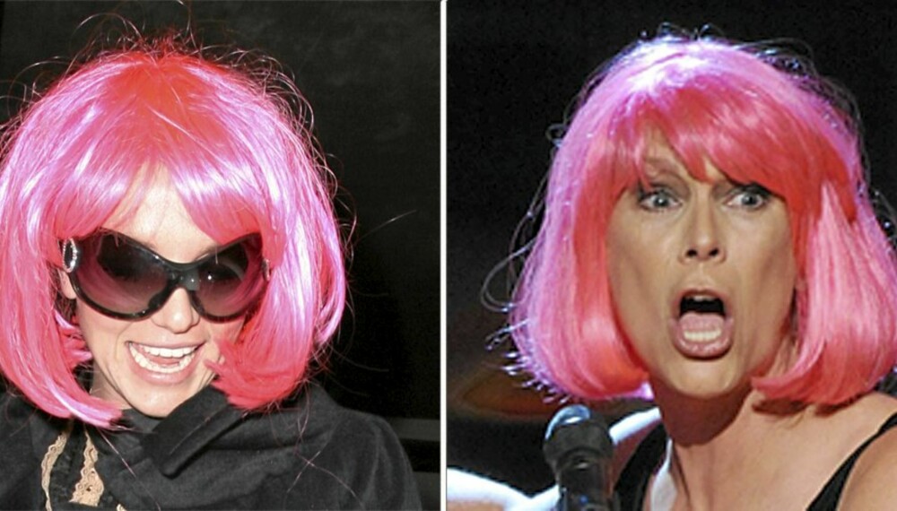 NYLOOOON!!!: Britne Spears og Jamie Lee Curtis har begge en forkjærlighet for den rosa bob-en.