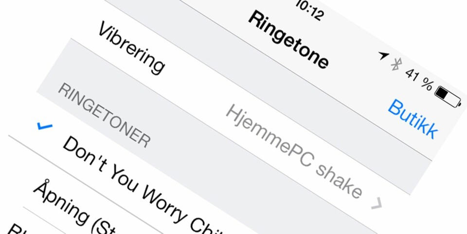 RINGETONER: Det er lenge siden noen har solgt en mobil på grunn av ringetonene, men kanskje kan Apple gjøre det igjen? Snarveien til butikken sier hvert fall sitt. En ringetone på iTunes koster 12 kroner.