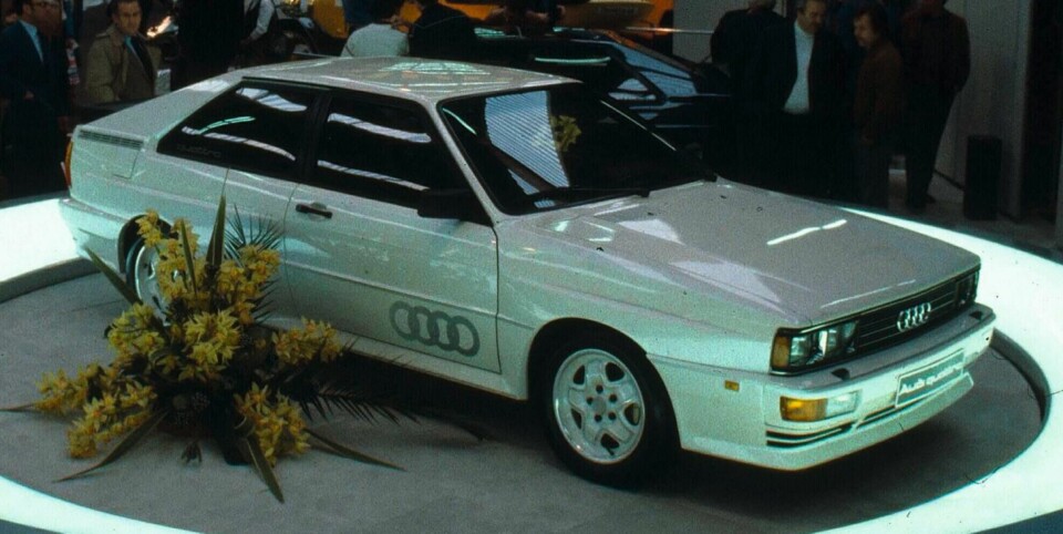30 ÅR SIDEN: I 1983 viste Audi den legendariske Audi Sport Quattro på bilutstillingen i Frankfurt. FOTO: Audi