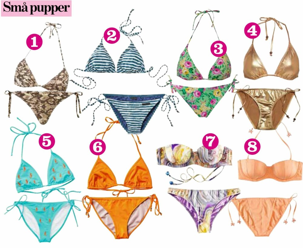 Små pupper: 1. Cubus, kr 129,-/ 99,- 2. Marc O`Polo, kr 450,- 3. Gina Tricot, kr 79,-/ 79,- 4. Lindex, kr 49,- per del 5. Gant, kr 400,- per del 6. Monki, kr 80,-/ 120,- 7. H&M, kr 99,-/ 129,- 8. Cubus, kr 99,-/ 129,- Små pupper: 1. Cubus, kr 129,-/ 99,- 2. Marc O`Polo, kr 450,- 3. Gina Tricot, kr 79,-/ 79,- 4. Lindex, kr 49,- per del 5. Gant, kr 400,- per del 6. Monki, kr 80,-/ 120,- 7. H&M, kr 99,-/ 129,- 8. Cubus, kr 99,-/ 129,-