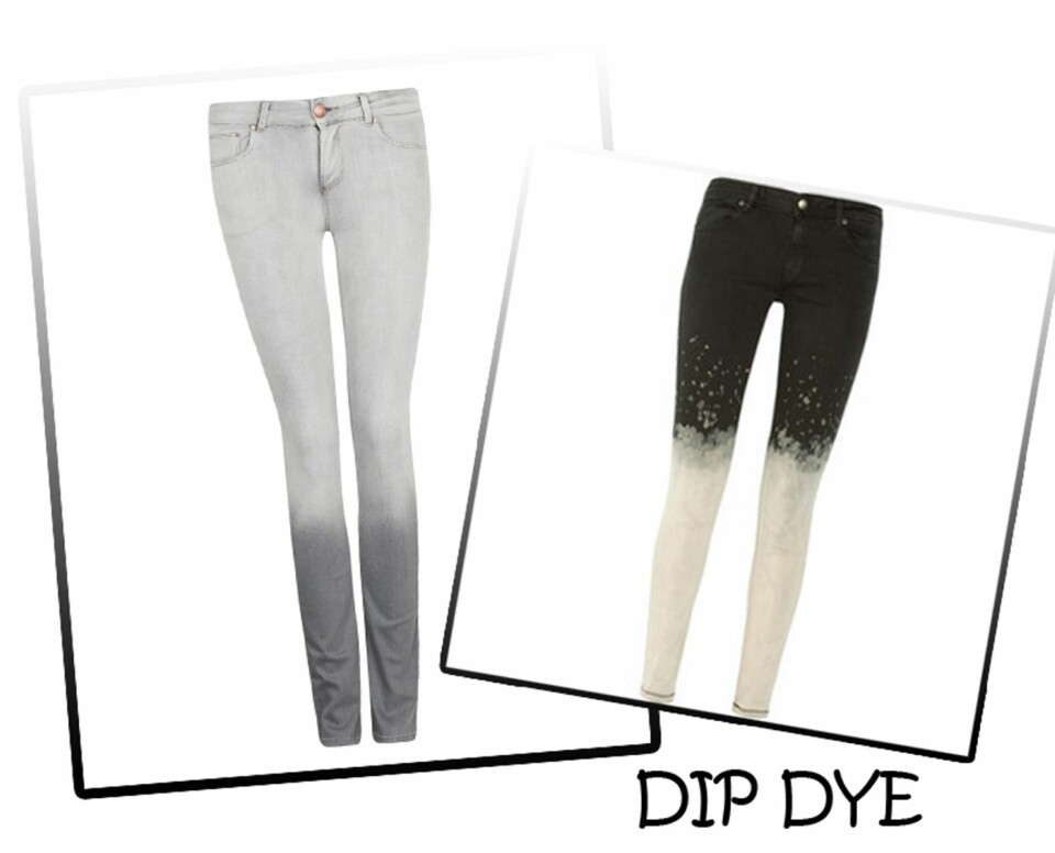DIP DYE: 1) Fra Bikbok, kr 399. 2) Fra Just Cavalli, kr 2200 hos Net-a-porter.com