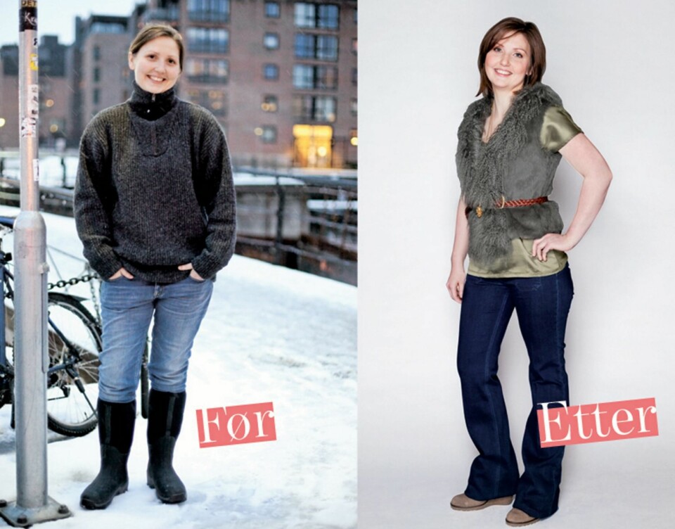 TORUNN BLE NY: Grisebonden, Torunn, ville gjerne at kjæresten skulle få se henne i noe annet enn varmedress og caps. Se så flott hun ble!