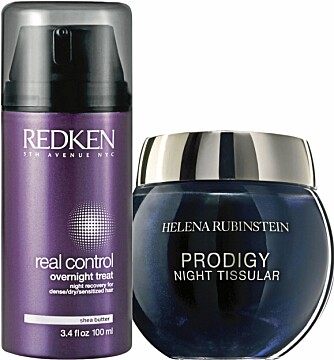 MED HUD OG HÅR: Redken overnight treat, kr 338,- 
Night Tissular Visuel fra Helena Rubinstein, kr 1735,-