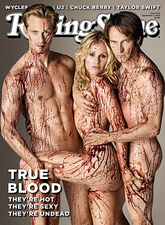 DEN NAKNE SANNHET: I 2010 poserte Anna og Stephen nakne på forsiden av magasinet Rolling Stone sammen med Alexander Skarsgård. Snart er det klart for femte «True Blood»-sesong.