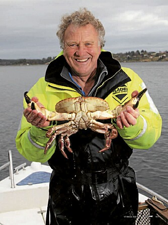 HOBBYFISKERr: Dag Lindebjerg på vei ut for å sjekke krabbeteinene sine. Det ble en bra fangst. FOTO: Egil Nordlien HM Foto