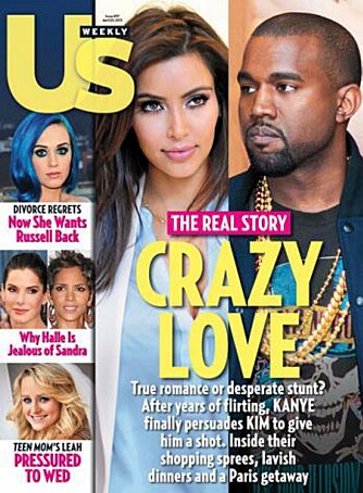SPRØ KJÆRLIGHET: Us Weekly kunne nylig fortelle at Kim Kardashian er  Kanye Wests Beyoncé. - Bare tull, sier rap-stjernen nå.