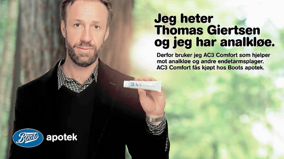 KAMPANJE: Da Thomas Giertsen tapte veddemålet med Morten Ramm, havnet han på slike reklamepostere.