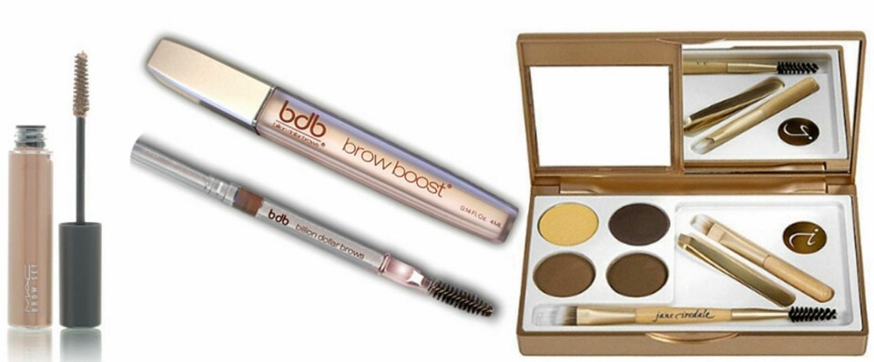 PRODUKTER: Disse produktene hjelper deg på veien til perfekte bryn. Fra venstre: MAC Brow Set i fargen Beguile, 150 kr, former og farger brynene. Billion Dollar Brows Universal Brow Pencil, 190 kr.
Denne vannfaste brynsblyanten passer til veldig mange hårfarger!Billion Dollar Brow Boost, 265 kr.
Denne unike dyptvirkende behandlingen brukes for å gi
næring/boost til overnappende og underernærte bryn. Nb! Må
brukes daglig i minimum 45-60 dager i strekk for å gi resultater.
Jane Iredale Super Shape Me Blonde Eyebrow Kit inneholder alt du måtte trenge for å forme og farge brynene dine. Kr 295.