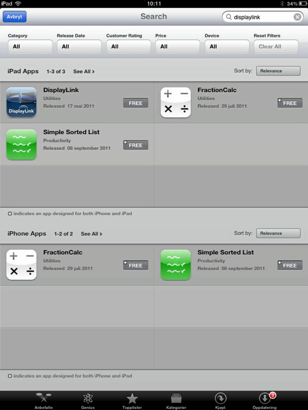 APP: Søk etter appen til Displaylink i App Store på din iPad og last ned denne.