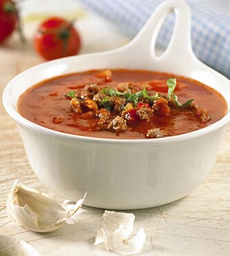 TIPS! Dere kan også bruke tacorester i suppen som ekstra ingredienser. Og husk at dere kan velge blant mange forskjellige varianter av tomatsuppe. Foto: