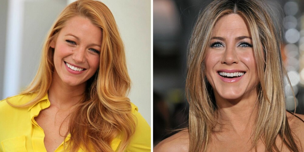 LANGT OG GRADERT: Blake Lively og Jennifer Aniston har to av de mest kjente lange hårmankene i Hollywood. Begge har gradert håret, slik at det faller fint og rammer inn ansiktet.