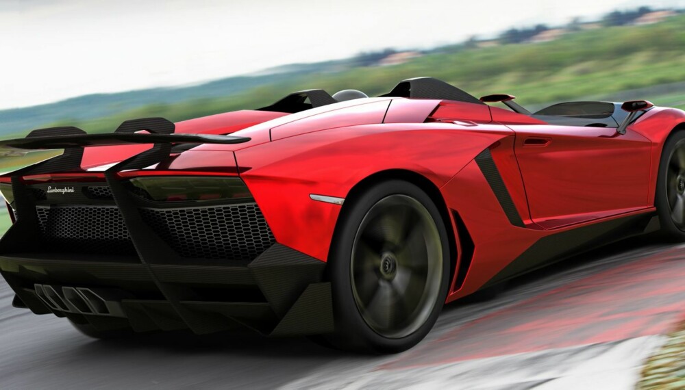 J FOR JEEZ: Lamborghini er ikke kjent for å lage pregløse biler til praktisk bruk. Med vanvittige Aventador J har de strukket strikken ytterligere. Foto: Lamborghini J FOR JEEZ: Lamborghini er ikke kjent for å lage pregløse biler til praktisk bruk. Med vanvittige Aventador J har de strukket strikken ytterligere. Foto: Lamborghini