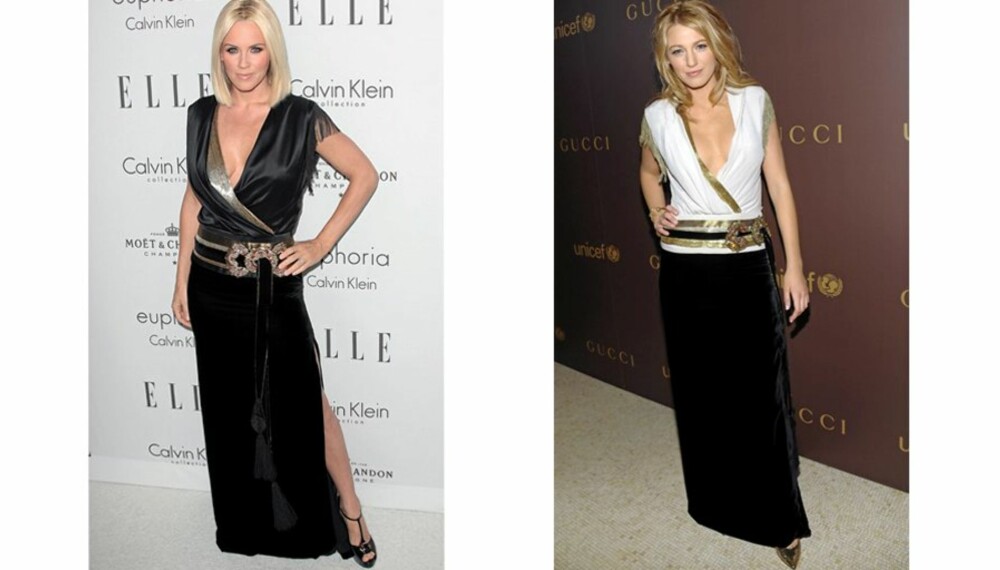 KJOLEDUELL: Hvem av de to blondinene kler kjolen fra Gucci best?