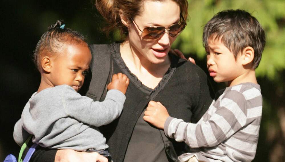 Angelina Jolie, datteren Zahara og sønnen Pax Thien.