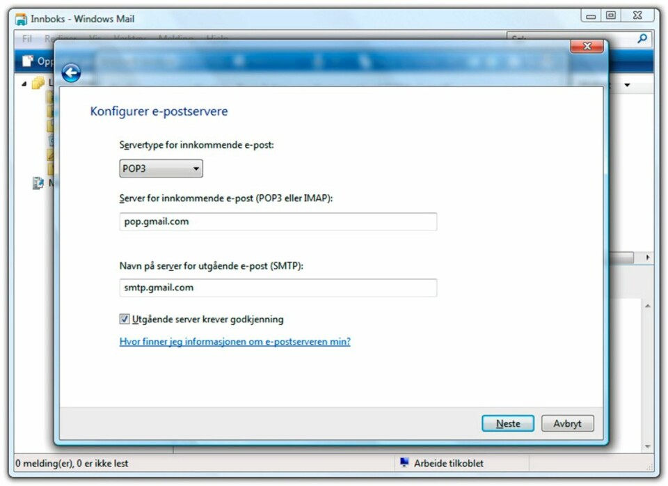 Les Gmail i Windows Mail