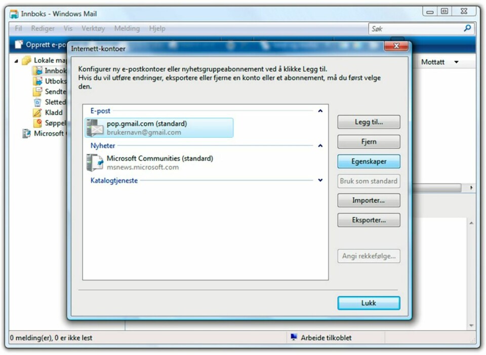 Les Gmail i Windows Mail