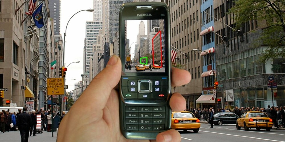 Slik ser Nokia for seg fremtidens navigasjon. Bildet er kun en illustrasjon, men idéen er reel. Det vil ta flere år før vi ser dette på markedet.