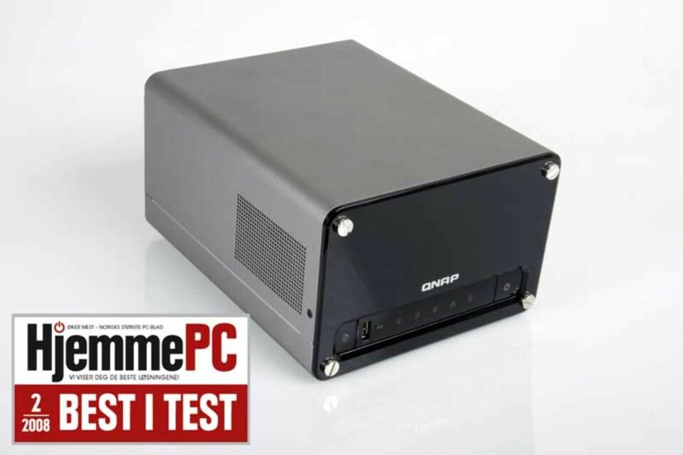 BEST I TEST: QNAP TS-209 Pro ble kåret til best i test i HjemmePC nr. 2 2008.