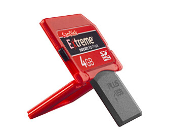 SD Plus-kortet har integrert USB-kontakt, så du slipper å bruke kortleser eller kabel.