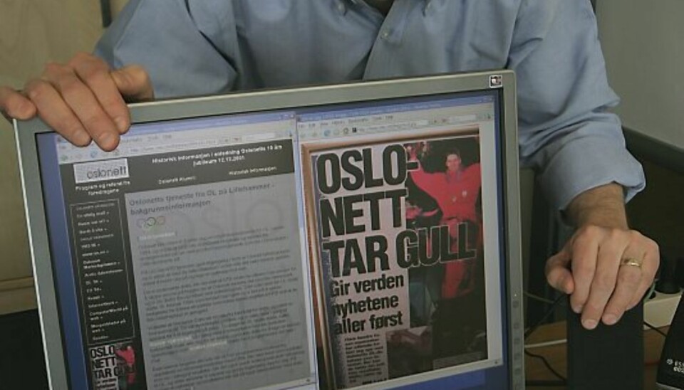 DEN FØRSTE NETTSIDEN:
Kjell Øystein Arisland og gjengen bak www.oslonett.no fikk mye oppmerksomhet for sin banebrytende resultatservice fra Lillehammer-OL i 1994.